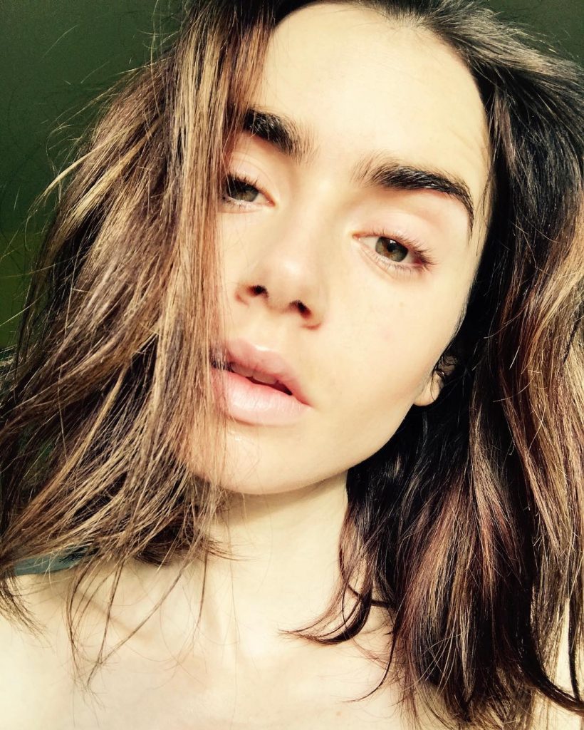 lily collins makeup free