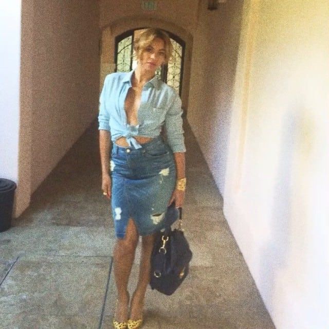 beyonce denim skirt