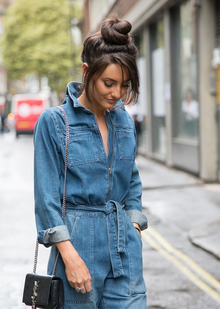 brown-hair-bun-denim