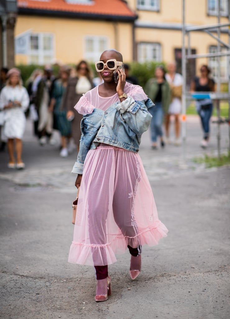 Styling-pink-sheer-dress-denim-jacket